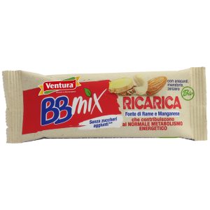 barretta con frutta secca bbmix ricarica anacardi mandorle zenzero pack colore rosso brillante