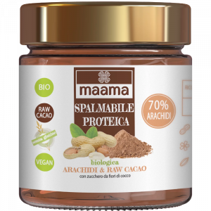 Crema spalmabile proteica con arachidi e raw cacao