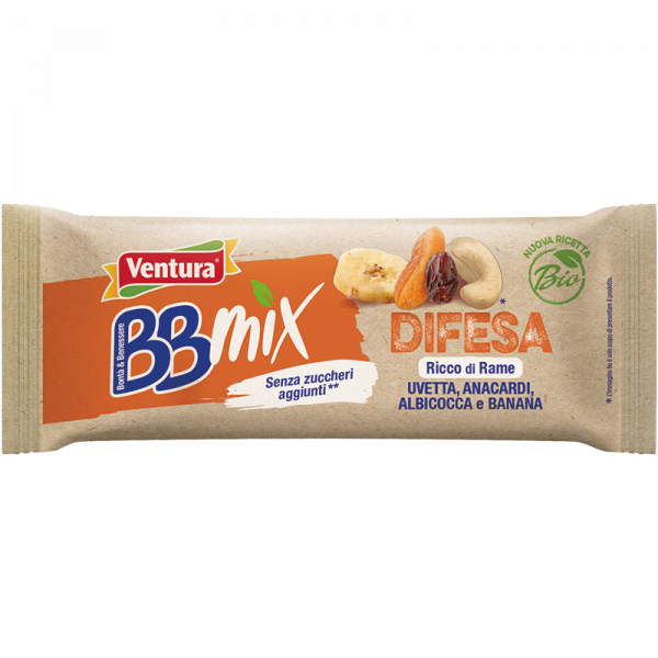 Difesa BBMix Bio Barretta Uvetta, Anacardi, Albicocca, Banana 30g