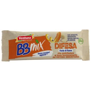 barretta con frutta secca bbmix difesa anacardi albicocca aroma di arancia pack color arancione