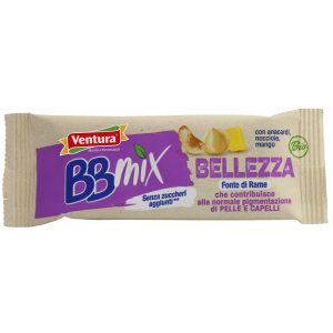 barretta con frutta secca bbmix bellezza anacardi nocciole mango pack color malva