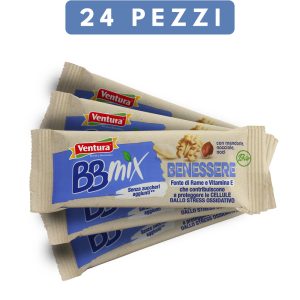 confezione risparmio barretta con frutta secca bbmix benessere noci nocciole mandorle pack color azzurro