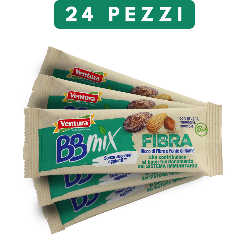 Bio Barretta BBMix Fibra <span>Prugne, Mandorle e Nocciole (24 pezzi)</span>