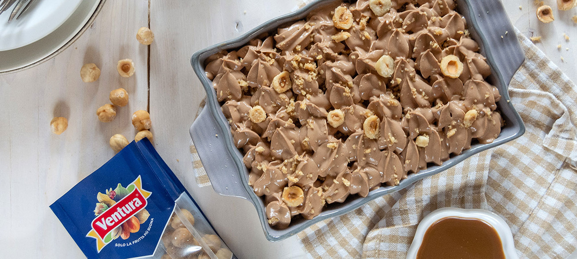 Tiramisù senza uova e senza zucchero aggiunto, con Nocciole Ventura