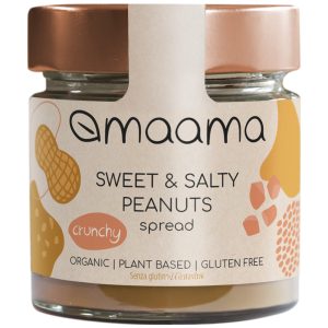 barattolo crema maama spalmabile bio arachidi con granella di arachidi e sale rosa