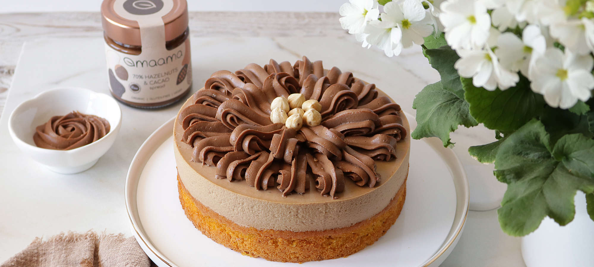 Torta mousse con carote e cremoso alle Nocciole e Cacao